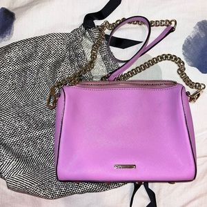 Lavender Rebecca Minkoff Saffiano Cross Body with duster bag.